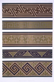 Japanese Ornament: Bands or borders in gold on dark colour grounds, pub. 1892. Creator: George Ashdown Audsley (1838-1925).
