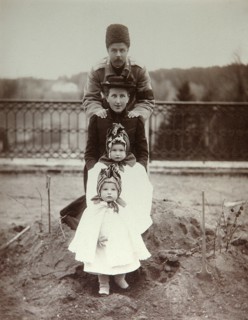 Members of the family of Duke Fyodor Uvarov at their country estate, Porechye, Russia, 1880s. Artist: Unknown