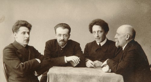 Four Russian poets, early 20th century.  Artist: Dmitri Spiridonovich Zdobnov
