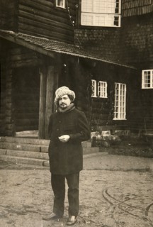 Russian author Leonid Andreyev at his house in Vammelsuu (Serovo), early 20th century. Artist: Karl Karlovich Bulla