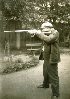 Russian author Alexander Kuprin shooting, Gatchina, Russia, early 20th century.  Artist: Karl Karlovich Bulla
