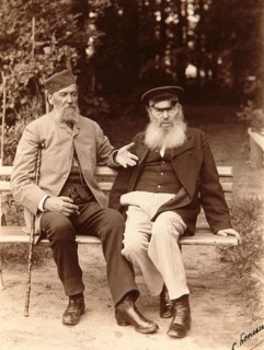 Yakov Polonsky and Afanasy Fet, Russian poets, c1890.  Artist: Sergei Dmitrievich Botkin