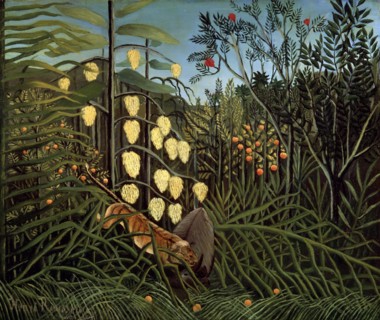 'In a tropical Forest. Struggle between Tiger and Bull', 1908-1909.  Artist: Henri Rousseau