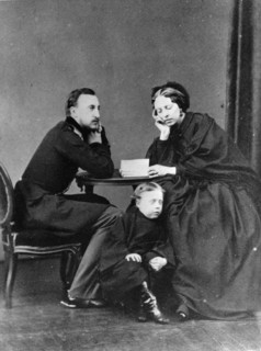 Grand Duke Nicholas Nikolaevich (the elder) of Russia with his wife and son, c1861-c1863. Artist: Unknown