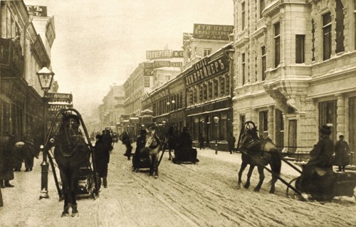 Petrovka Street in winter, Moscow, Russia, 1912. Artist: Unknown