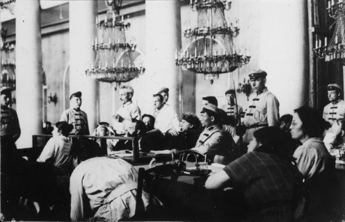Trial of leaders of the Socialist-Revolutionary Party, Moscow, Russia, August 1922. Artist: Unknown
