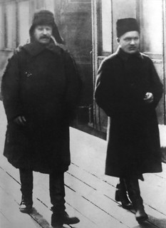 Soviet leaders Joseph Stalin and Sergei Kirov, Moscow, USSR, 1928. Artist: Anon