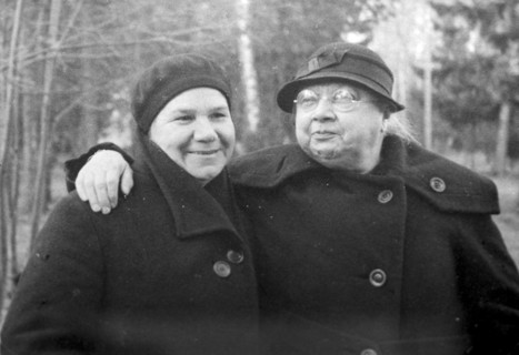 Nadezhda Krupskaya, Lenin's wife, with a friend, 1936. Artist: Anon