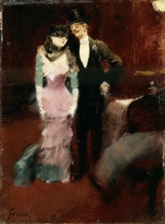 'Leaving a Masquerade Ball at the Paris Opera', late 19th or early 20th century.  Artist: Jean Louis Forain
