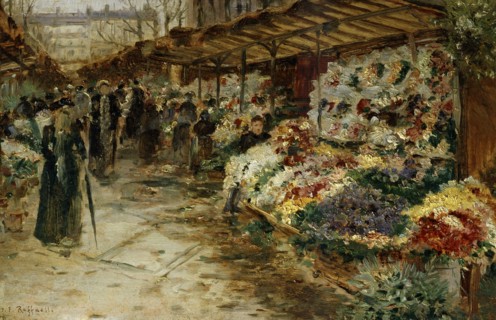 'Flower Market', 1882.  Artist: Jean Francois Raffaelli