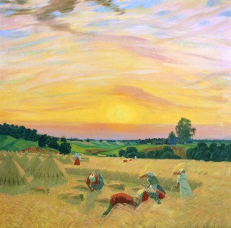 'The Harvest', 1914.  Artist: Boris Mikhajlovich Kustodiev