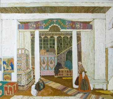 Stage design for the play 'The Storm', by Alexander Ostrovsky, 1916.  Artist: Aleksandr Golovin
