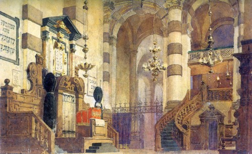 Stage design for the opera 'Uriel Acosta', by Valentina Serova, 1885.  Artist: Vasilij Dmitrievic Polenov