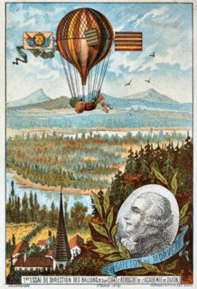 First attempt by Guyton de Morveau to direct a balloon, Dijon, France, 1784 (1890s).  Artist: Anon