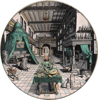 Alchemist's laboratory, 1595.  Artist: Hans Vredeman de Vries
