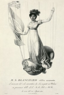Portrait of French balloonist Sophie Blanchard during her flight in Milan, Italy, 1811. Artist: Luigi Rados
