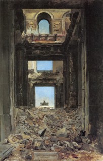 'The Ruins of the Tuileries Palace after the Commune of 1871', 1877.  Artist: Jean Louis Ernest Meissonier