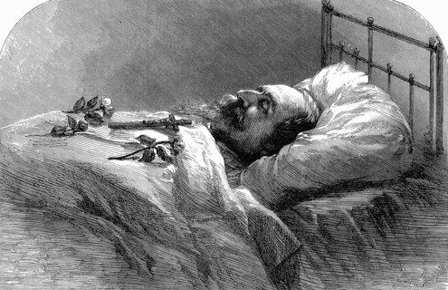 Emperor Napoleon III of France on his deathbed, 1873.  Artist: Anon