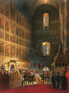 The anointing of Tsar Alexander II of Russia, Moscow, 1856.  Artist: Georg Wilhelm Timm