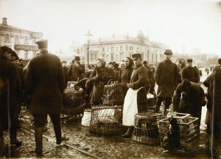 Bird market, Trubnaya Square, Moscow, Russia, 1908. Artist: Unknown