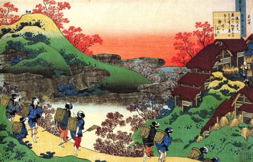 From the series Hundred Poems by One Hundred Poets: Sarumaru Dayu, c1830.  Artist: Hokusai
