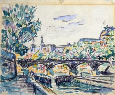 'Bank of the Seine Near the Pont des Arts with a View of the Louvre', early 20th century. Artist: Paul Signac
