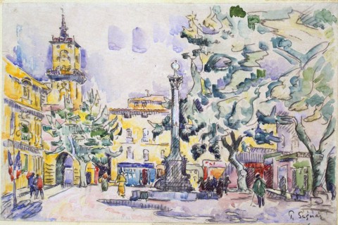 'Square of the Hotel de Ville in Aix-en-Provence', early 20th century. Artist: Paul Signac