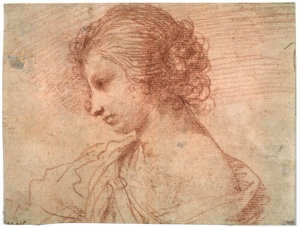 'Breast portrait of a young female', 17th century. Artist: Guercino