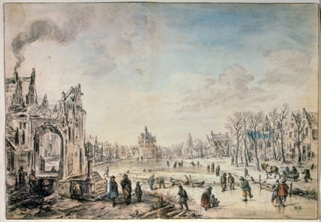 'Winter Landscape with Skaters', Dutch painting of 17th century. Artist: Aert van der Neer