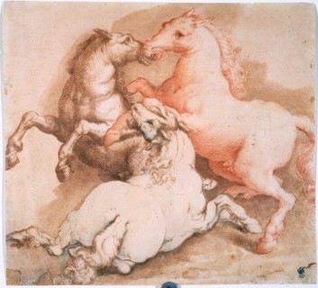 'Fighting Horses', c1550-1600. Creator: Unknown Old Master.