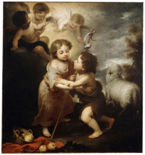 'Christ and John the Baptist as Children', between 1655 and 1660.  Artist: Bartolomé Esteban Murillo