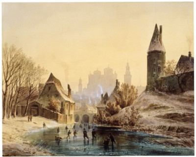 'Skating Rink on a River', 1855.  Artist: Anton Doll