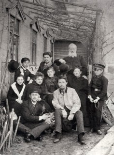 Russian author Anton Chekhov with family and friends, 1890. Artist: Unknown