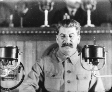 Soviet leader Josef Stalin giving a speech at the Congress of the Communist Party, 1930s. Artist: Unknown