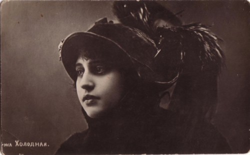 Vera Kholodnaya, Russian silent film actress, 1910s.  Artist: Sakharov & Orlov