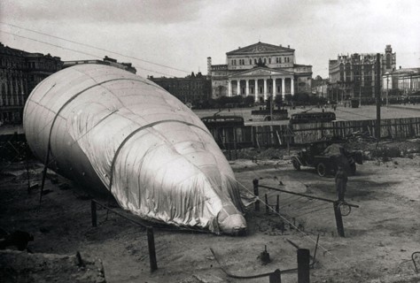 Barrage balloon at the Bolshoi Theatre, Moscow, USSR, 1942. Artist: Unknown