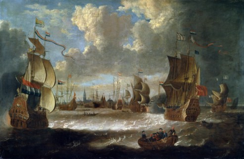 'Ships in a Lagoon', 17th or early 18th century. Artist: Abraham Storck