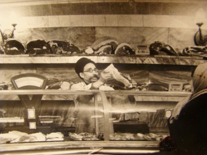 Meat counter in a Soviet food store, USSR, 1960s. Artist: Anon