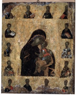'Virgin of Tenderness with the Saints' (The Virgin Eleusa), Byzantine icon, 14th century. Artist: Unknown