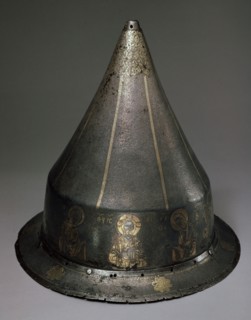 Steel, gold and silver helmet with Deesis, Byzantine, 13th century. Artist: Byzantine Master