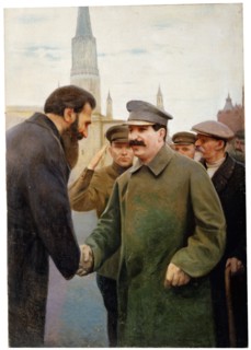 'Josef Stalin and the geophysicist Otto Y Schmidt', 1930s. Artist: Jakov Kalinichenko
