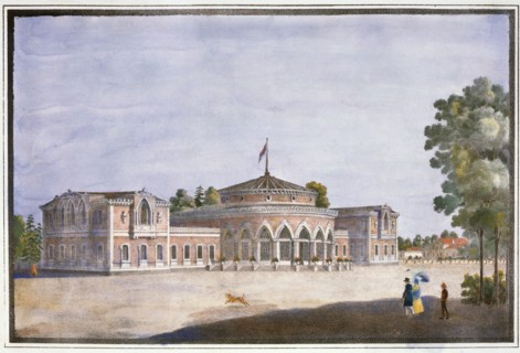 'Railway station and French restaurant in Catharinhof', St Petersburg, Russia, 19th century. Artist: Anon