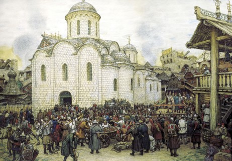 'Khan Tokhtamysh's invasion of Moscow in 1382', 1918. Artist: Apollinary Vasnetsov