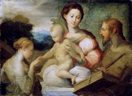 'The Mystical Marriage of Saint Catherine', late 1520s. Artist: Parmigianino