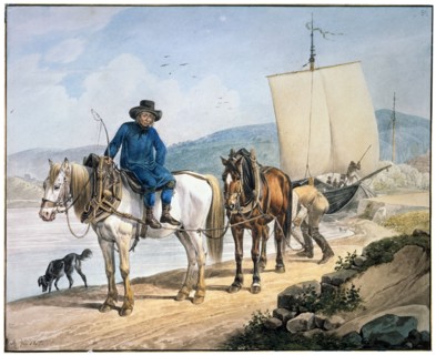 'A Horse And Cart at the River', 1817.  Artist: Johann Adam Klein