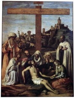'The Lamentation over Christ with a Carmelite Monk', c1510. Artist: Giovanni Battista Cima da Conegliano