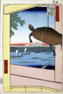 Mannen Bridge and the Fukagawa District (One Hundred Famous Views of Edo), 1856-1858.  Creator: Hiroshige, Utagawa (1797-1858).