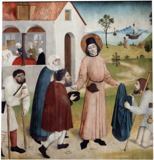 Saint Giles distributing his property among the poor', c1470-1480. Creator: German master.