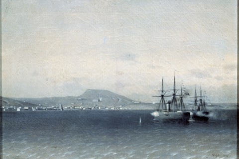 The Turkish Fleet bombed the town of Feodosiya in 1878', 1878. Creator: Fessler, Adolf (1826-1885).