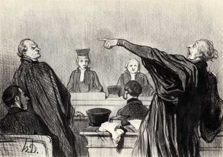 An advocate who is evidently fully convinced?, 1845.  Creator: Daumier, Honoré (1808-1879).